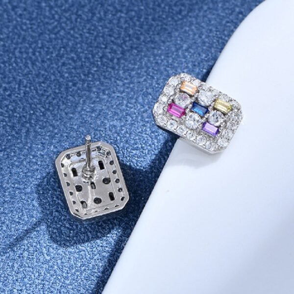 Rainbow Cubic Zirconia Cushion Halo Earrings
