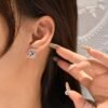 Rainbow Cubic Zirconia Cushion Halo Earrings