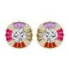 Rainbow Cubic Zirconia Halo Drop Earrings