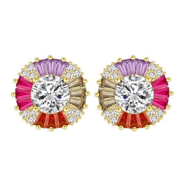 Rainbow Cubic Zirconia Halo Drop Earrings