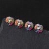 Rainbow Cubic Zirconia Heart Halo Drop Earrings