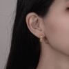Rainbow Cubic Zirconia Hexagon Hoop Earrings