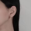 Rainbow Cubic Zirconia Hexagon Hoop Earrings