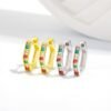 Rainbow Cubic Zirconia Hexagon Hoop Earrings