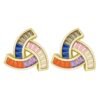 Rotate Triangle Rainbow Cubic Zirconia Drop Earrings