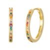 Round Channel Rainbow Cubic Zirconia Hoop Earrings