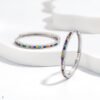 Round Channel Rainbow Cubic Zirconia Hoop Earrings