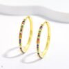 Round Channel Rainbow Cubic Zirconia Hoop Earrings