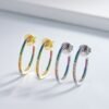 Round Cut Rainbow Cubic Zirconia Drop Earrings
