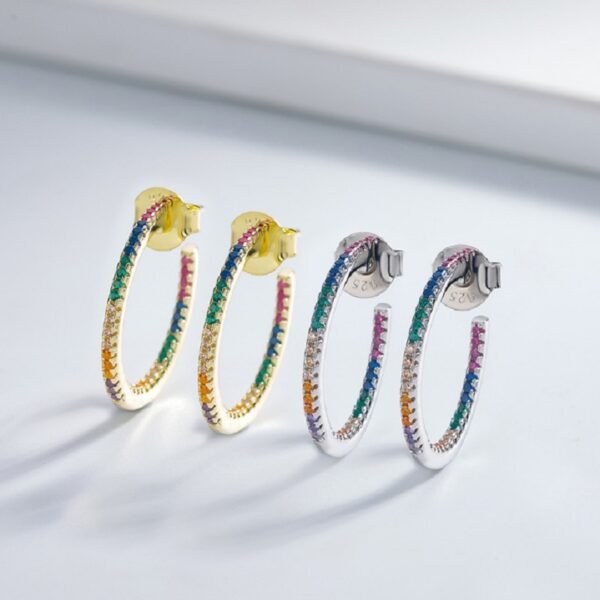 Round Cut Rainbow Cubic Zirconia Drop Earrings
