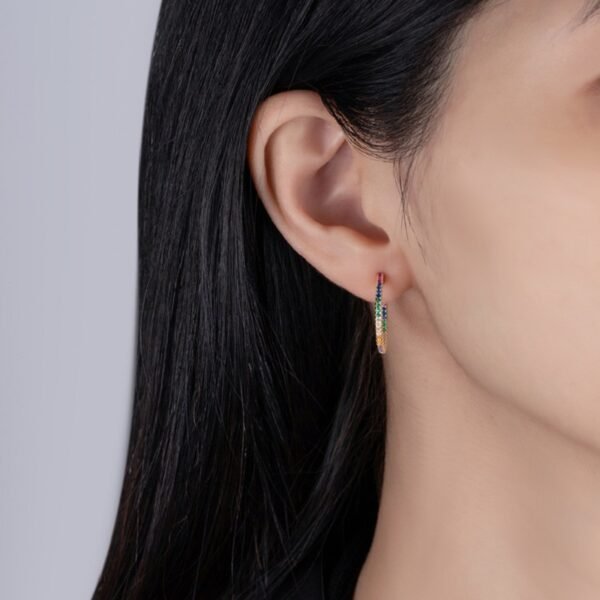 Round Cut Rainbow Cubic Zirconia Drop Earrings