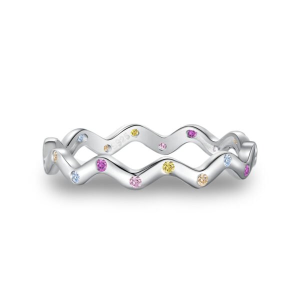 Round Cut Rainbow Cubic Zirconia Wavy Band