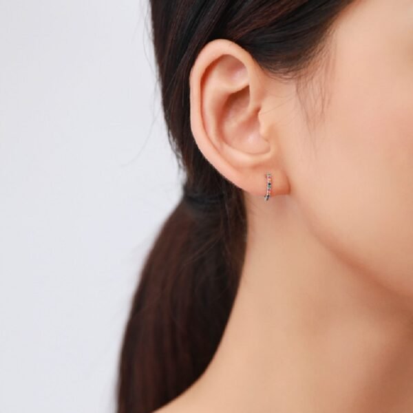 Round Rainbow Cubic Zirconia Half Hoop Earrings