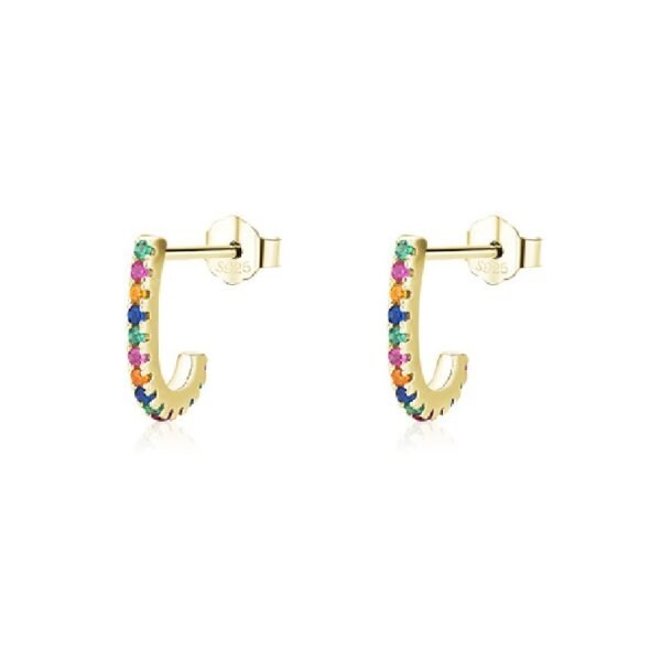Round Rainbow Cubic Zirconia Half Hoop Earrings