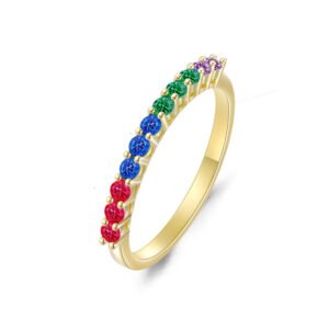 Round Rainbow Cubic Zirconia Half-Set Band