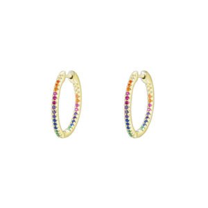 Round Rainbow Cubic Zirconia Hoop Earrings