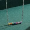 Round Rainbow Cubic Zirconia Link Necklace