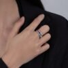 Round Rainbow Cubic Zirconia Ring With Pave