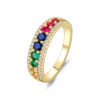 Round Rainbow Cubic Zirconia Ring With Pave