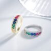 Round Rainbow Cubic Zirconia Ring With Pave