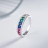 Round Rainbow Cubic Zirconia Ring With Pave