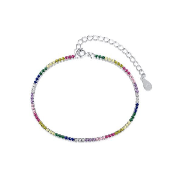 Round Rainbow Cubic Zirconia Tennis Bracelet