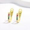 Round Rainbow Cubic Zirconia U Shape Hoop Earrings
