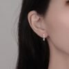 Round Rainbow Cubic Zirconia U Shape Hoop Earrings