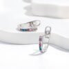 Round Rainbow Cubic Zirconia U Shape Hoop Earrings