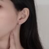 Round Rainbow Cubic Zirconia U Shape Hoop Earrings