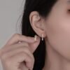 Round Rainbow Cubic Zirconia U Shape Hoop Earrings