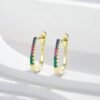 Round Rainbow Cubic Zirconia Unique Hoop Earrings