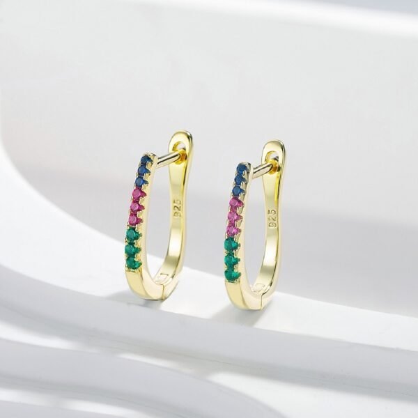 Round Rainbow Cubic Zirconia Unique Hoop Earrings