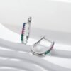 Round Rainbow Cubic Zirconia Unique Hoop Earrings