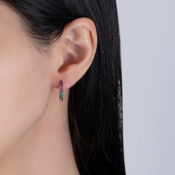 Round Rainbow Cubic Zirconia Unique Hoop Earrings