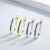 Round Rainbow Cubic Zirconia Unique Hoop Earrings