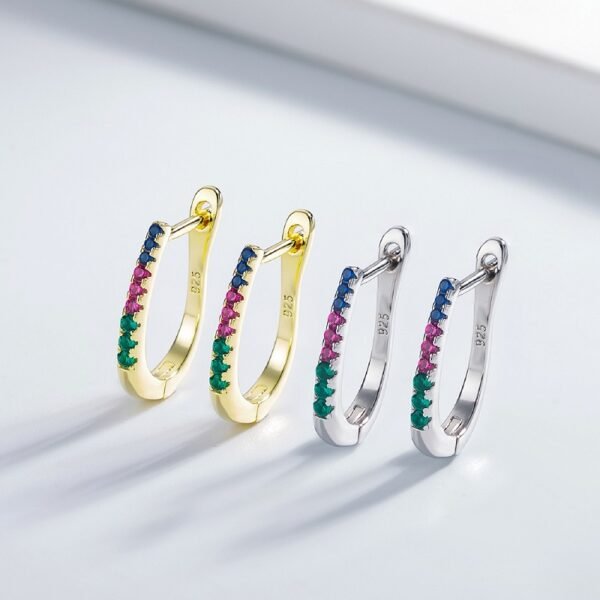 Round Rainbow Cubic Zirconia Unique Hoop Earrings