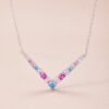 Round Rainbow Cubic Zirconia V Link Necklace