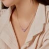 Round Rainbow Cubic Zirconia V Link Necklace