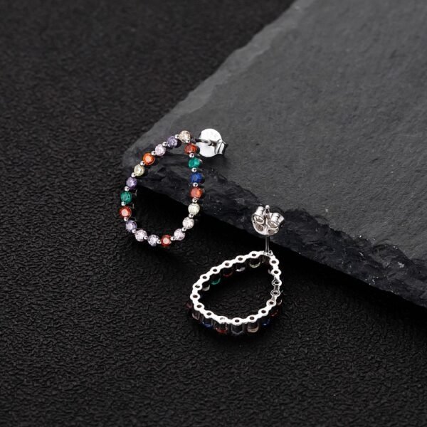 Round Shaped Rainbow Cubic Zirconia Drop Earrings