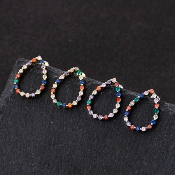 Round Shaped Rainbow Cubic Zirconia Drop Earrings