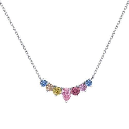 Round and Pear Rainbow Cubic Zirconia Necklace