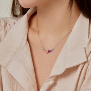 Round and Pear Rainbow Cubic Zirconia Necklace