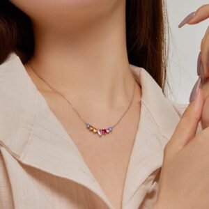 Round and Pear Rainbow Cubic Zirconia Necklace