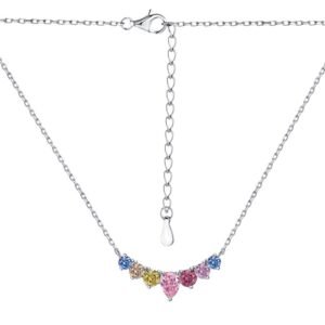 Round and Pear Rainbow Cubic Zirconia Necklace