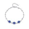 S925 Blue Oval Zirconia length-adjustable Bracelet