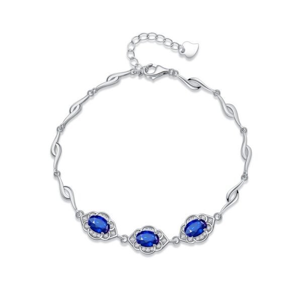 S925 Blue Oval Zirconia length-adjustable Bracelet