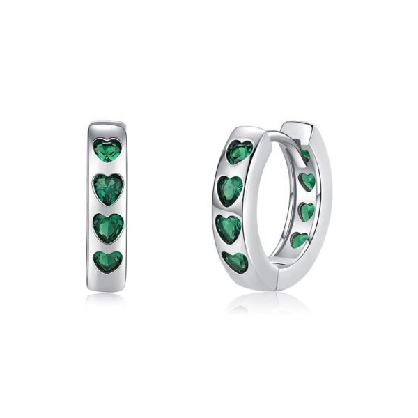 S925 Dainty Heart Zirconia Ear Buckles Hoop Earrings