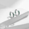 S925 Dainty Heart Zirconia Ear Buckles Hoop Earrings