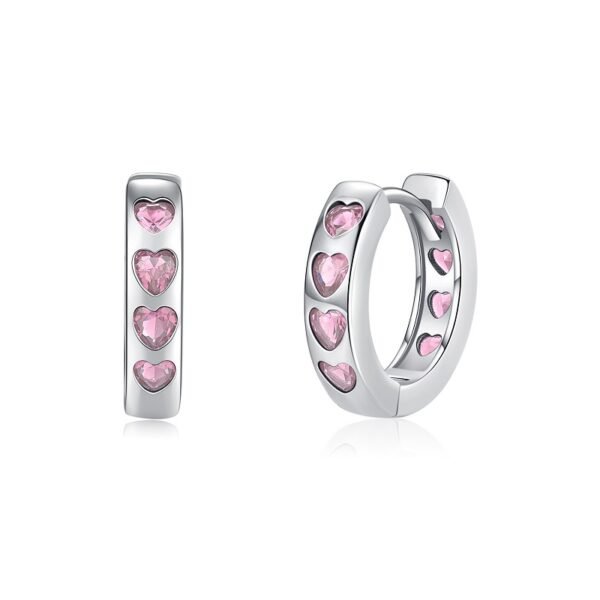 S925 Dainty Heart Zirconia Ear Buckles Hoop Earrings